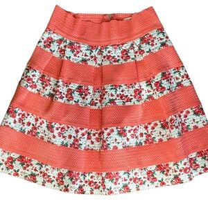 Miami Pink and White A-Line Knee-Length Skirt